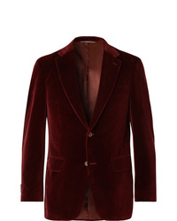 Мужской темно-красный бархатный пиджак от Canali