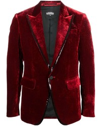 Мужской темно-красный бархатный пиджак от DSQUARED2