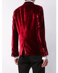 Мужской темно-красный бархатный пиджак от Amiri