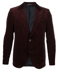 Мужской темно-красный бархатный пиджак от Emporio Armani
