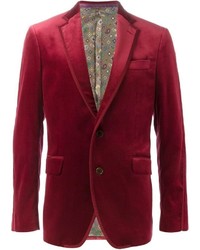 Мужской темно-красный бархатный пиджак от Etro