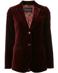 Женский темно-красный бархатный пиджак от Etro