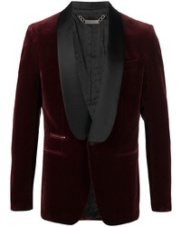 Мужской темно-красный бархатный пиджак от Philipp Plein