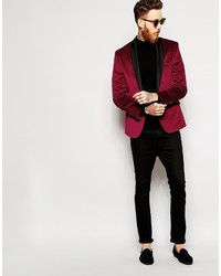 Мужской темно-красный бархатный пиджак