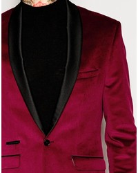 Мужской темно-красный бархатный пиджак