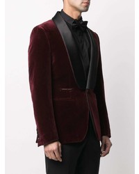 Мужской темно-красный бархатный пиджак от Philipp Plein