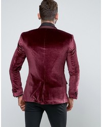 Мужской темно-красный бархатный пиджак от Asos