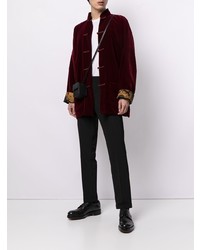 Мужской темно-красный бархатный пиджак от Shanghai Tang