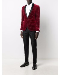Мужской темно-красный бархатный пиджак от DSQUARED2