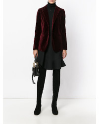 Женский темно-красный бархатный пиджак от Etro