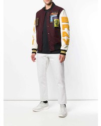 Мужской темно-красный бомбер с принтом от Diesel