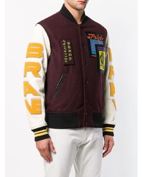 Мужской темно-красный бомбер с принтом от Diesel