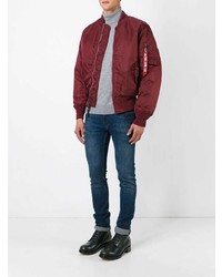 Мужской темно-красный бомбер от Alpha Industries