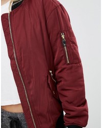 Женский темно-красный бомбер от Pull&Bear