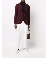 Мужской темно-красный вязаный пиджак от Lardini