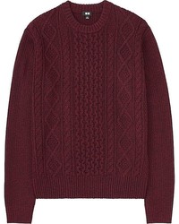 Темно-красный вязаный свитер