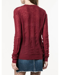 Женский темно-красный вязаный свитер из мохера от Helmut Lang