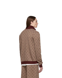 Мужской темно-красный вязаный свитер на молнии от Gucci