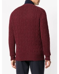 Мужской темно-красный вязаный свитер от N.Peal