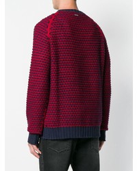 Мужской темно-красный вязаный свитер от Just Cavalli