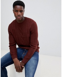Мужской темно-красный вязаный свитер от New Look