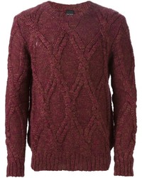 Мужской темно-красный вязаный свитер от Paul Smith