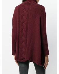 Темно-красный вязаный свободный свитер от N.Peal