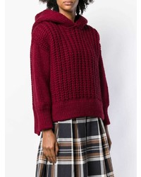 Темно-красный вязаный свободный свитер от Fendi