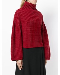 Темно-красный вязаный свободный свитер от Lanvin