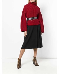Темно-красный вязаный свободный свитер от Lanvin