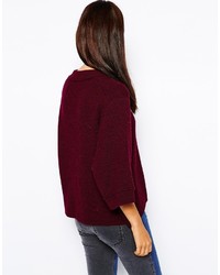 Темно-красный вязаный свободный свитер от Just Female