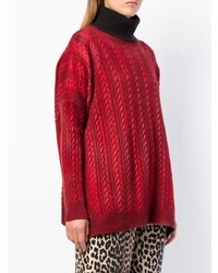 Темно-красный вязаный свободный свитер от Avant Toi