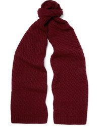 Мужской темно-красный вязаный шарф