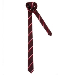 Мужской темно-красный галстук в горизонтальную полоску от Asos