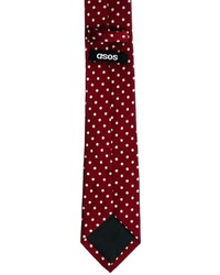 Мужской темно-красный галстук в горошек от Asos