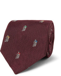 Мужской темно-красный галстук с вышивкой от Paul Smith