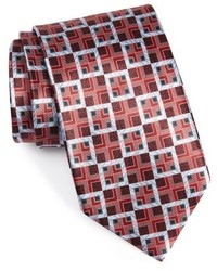 Темно-красный галстук с геометрическим рисунком