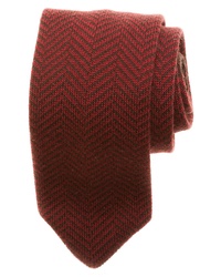 Темно-красный галстук с узором "в ёлочку"