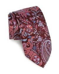 Темно-красный галстук с цветочным принтом