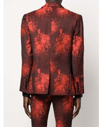 Мужской темно-красный двубортный пиджак с цветочным принтом от Ernest W. Baker