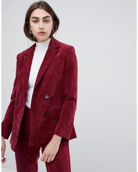 Женский темно-красный двубортный пиджак от ASOS DESIGN