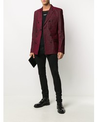 Мужской темно-красный двубортный пиджак от Ann Demeulemeester
