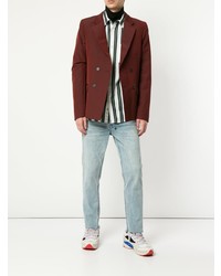 Мужской темно-красный двубортный пиджак от Strateas Carlucci