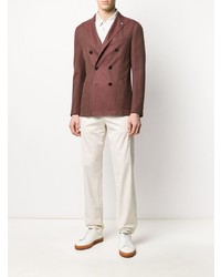 Мужской темно-красный двубортный пиджак от Lardini