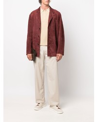 Мужской темно-красный замшевый пиджак от Bally