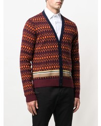 Мужской темно-красный кардиган с принтом от Prada