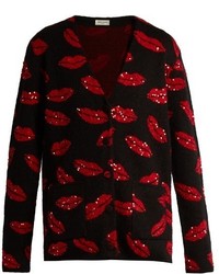 Темно-красный кардиган с украшением