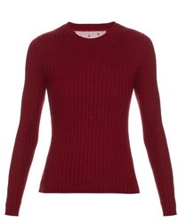 Темно-красный кашемировый вязаный свитер