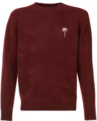 Женский темно-красный кашемировый свитер с вышивкой от The Elder Statesman