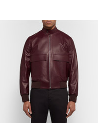 Мужской темно-красный кожаный бомбер от Paul Smith